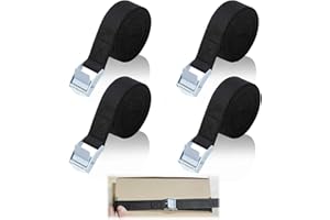 TAIXING 4 Pcs Ratchet Tie Down Straps, 5m x 25mm Heavy Duty 250kg(550lbs), Adjustable Black Lashing Straps with Buckle for Vans, Motorcycle, Trucks, Trailer, Luggage, Cargo