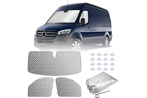 MaxAwe 3Pcs Internal Thermal Blind Set for Mercedes Sprinter 19-24, Luxury Sunshade Wrap Cover Kit, Window Front Screen Cover, Summer Uv Sun Blind & Winter Insulation Cover for Campervans & Motorhome