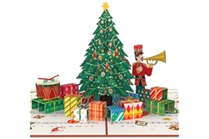 papercrush® Kartka pop-up Choinka "O du Wesołych Świąt" – wyjątkowa kartka bożonarodzeniowa 3D z przyozdobioną choinką, dziadkiem do orzechów i tekstem piosenek, kartka "Wesołych Świąt" dla dzieci