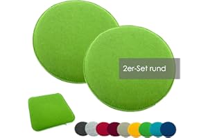 ‎HEIMTEXLAND heimtexland ® 2er Pack Sitzkissen Filz Rund 35 cm Gruen Filzkissen Stuhlkissen Polster Auflage Kissen Typ631