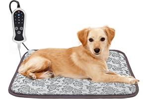 GOLOPET Dog Heating Pad 22x18 in Heated Dog Blanket,Dual-Certified Heated Cat Bed Nine-Level Smart Thermostat, Metal Protective Tube - Rose