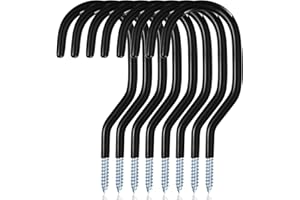 JINZEYOU 8 Pcs Bike Hooks for Wall Hooks, Garage Hooks Heavy Duty Hooks, Bike Storage Hooks, Large Screw-in Hooks, Shed Hooks Utility Hooks with Coated Ladder Hooks for Garage Ceiling Tool Hanger (black)