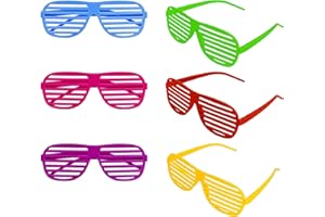 ZhiheHui 6 pcs (6 Colors) Neon Glasses Shutter Shades Glasses Pack- Shutter Shades Glasses Sunglasses Novelty Fancy Dress Costume for 80s party, 90's party,Cosplay Photo Props