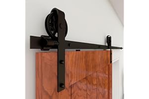 BONIKLUBA Rail Porte Coulissante 203cm Kit Roulette Suspendue Systeme Noir pour 1 Porte Coulissante Interieur 101cm Large, Milieu Roue J-forme