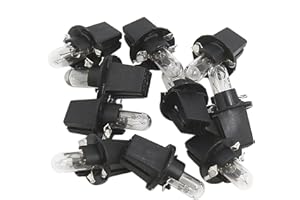 sourcing map 10 Pcs DC 12V 1,2W T5 LED Ampoule Tableau de Bord Jaune Clair pour Voiture Interne