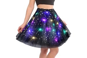 AYBUY Tutu Rock LED, Erwachsen Teenager Tutu Party für Fasching Karneval Motto Party Ballett Dress Halloween Kostüm, 40CM(Schwarz)
