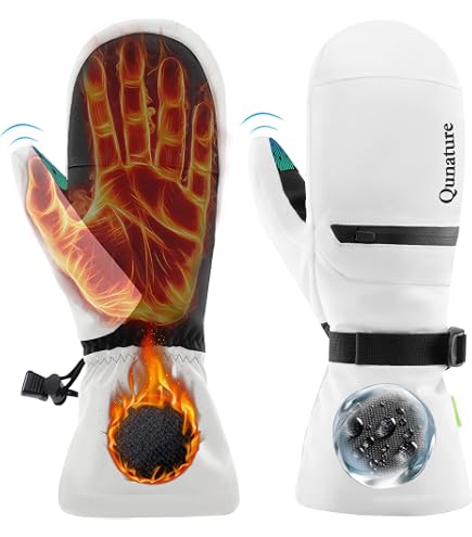Andiker Guanti da sci da donna, impermeabili, invernali, termici, touchscreen, con pile, antivento, per sci, corsa e ciclismo, colore nero e rosa