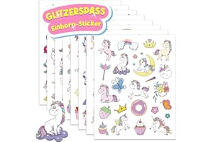 JOYEASE Einhorn Glitzersticker Über 160 Stück, Glitzer Sticker, Einhorn Geschenk für Mädchen Einschulung, Schultüte Füllung