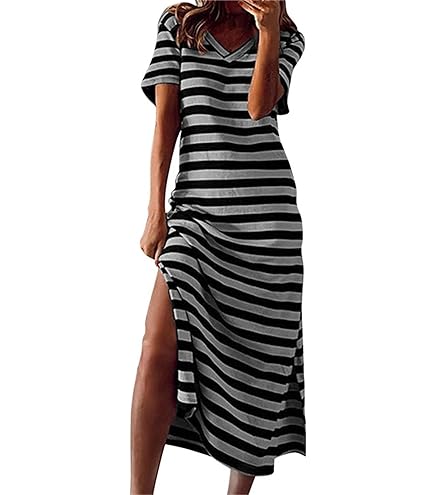 Damen Maxikleid Übergröße Boho - Blumenprint Baumwolle-Leinen Sommerkleid