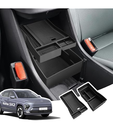 Organizer Per Hyundai Kona 2024 - Vano Portaoggetti Con Base Antiscivolo, Colore Rosso - Foto 3