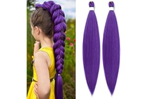 ABIELIU Long Purple Braiding Hair Pre Stretched - Hair Extensions for Braids Synthetic Braiding Hair for Stage Party Halloween Costume Cosplay (Purple, 24Inch)