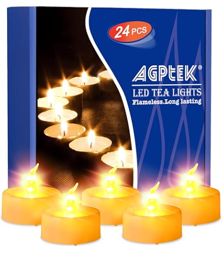 24 Bougies LED Chauffe-Plat Vacillantes - Sans Flamme à Piles - Décoration Noël, Mariage, Extérieur