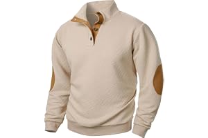 Tröjor för män Herrtröja med ståkrage, långärmad pullover, topp utan huva, arbetskläder, med armbågslapp, mjuka bekväma knapptröjor, vintage, vardaglig stil
