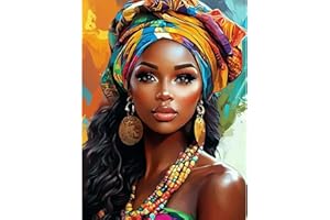 KEYIFA Femme Turban Peinture par Numéros pour Adulte, Kits de Peinture au Numéro avec Acrylique, DIY Coloré Bijoux Creatif Toile Paint by Numbers Kits, Décoration de Maison 30x40cm