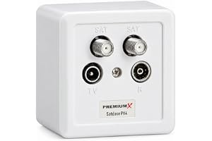 PremiumX PX4 satellituttag 4-vägs änduttag tvilling antennuttag klass A satellituttag 2 x satellit 1 x radio 1 x TV ytmontera