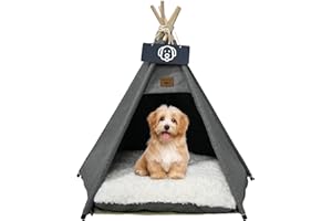 Vinnypet Tipi Zelt fur Katzen und Hunde Haustierzelte Häuser mit Plüschkissen Luxery Hundezelt Katzenzelt Abnehmbar und Waschbar Katzenhaus Haustierhäuser 50x50x60cm