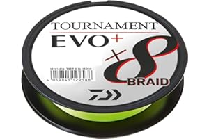 Daiwa Tournament X8 Braid Evo+, 135m, Chartreuse, Ligne de Pêche Tressée