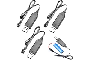 QIANEFFORT USB Charging Cable 3 PCS USB Charger Cable with SM-2P,RC Car Battery Charger 3.7 V Battery Charger,Lithium Battery Cable for NiCd/NiMH/,Battery Cable with LED Indicator for RC Car Child Toy Car
