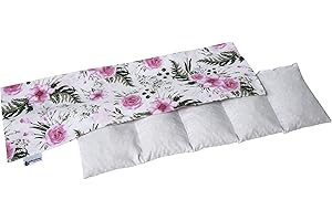 Medi Partners Termofor z pestek wiśni 5 Komorowy 800g 60x20cm 100% Bawełna Terapia ciepłem/zimnem Wyjmowana poszewka na poduszkę (Kwiaty róż)