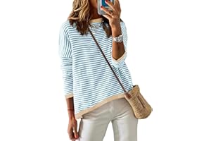 Cuptacc Pull Femme Chic et Elegant Hauts T-Shirts à Manches Longues Femme Automne Top Col Rond Tunique Femme Longue