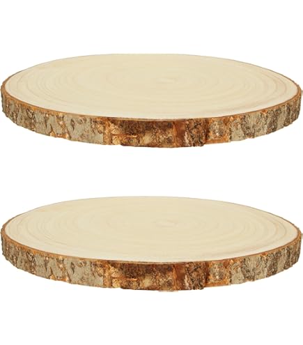 DAHI 35 ~ 39 cm houten schijven, 2 stuks, boomschijven, rond, om te knutselen, paulownia, houten schijven voor tafeldecoratie, houten decoratie, kaarsbord, decoratieplaat (35-39 cm/2 stuks