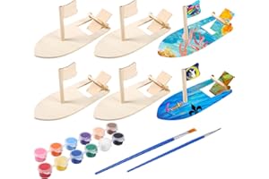 FORMIZON Mini Madera Barco Bricolaje, 6 Piezas Mini Velero DIY, Juguete Educativo Madera, Modelos de Mini Veleros, Creativo Madera Juguete Educativo para Niños Decoración de Pintura Bricolaje (6 pcs)
