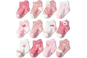 12/6 Pairs Anti Slip Toddler Ankle Socks with Non Skid Grips for baby Kids Boys Girls,Breathable Low Cut Anti Skid for Kids