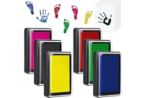 CECOMBINE 6 Stücke Baby Stempelkissen, Farbenset Baby Hand Fußabdruck Set, Baby Fuß-oder Hand-Abdruckset Set with 18 sheets of paper, Sichere Wiederverwendbaret, Leicht Abzuwaschen (6 Farben)