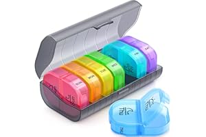 ZIKEE Weekly Pill Organizer 2 Times a Day, AM PM Pill Box with 7 Pill Case, BPA-Free&Portable 7 Day Pill Holder for Medication, Vitamins and Fish Oils