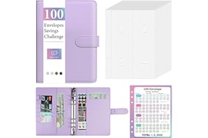 Dzhzal Budget Ordner mit Geldumschlägen, Vornummeriert, Geldspar Heraus Forderung mit 100 Tage Laminiertem Tracker A5 großes Leder Sparbuch für Zuhause Büro Schule Erfolgreich Einfach und Lustig