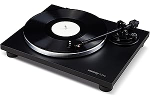 Reloop Turn 2 - Gramofon analogowy HiFi z napędem paskowym (33/45 RPM) z prostym ramieniem, systemem wkładek Ortofon OM10, talerzem z odlewu aluminiowego z chromowanym otokiem, czarny
