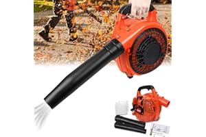 HJZ Souffleur de feuilles de jardin à essence sans fil, puissant 26 cc, moteur à 2 temps refroidi par air, portable, soufflerie pour feuilles, copeaux de bois, poussière, débris de jardin
