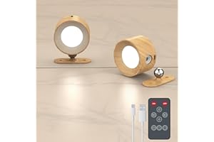 Coollamp 2Pcs Aplique Pared Interior con 3 Modos de Color Control Remoto Táctil Iluminación con rotación de 360°,Lampara Pared para Dormitorio Sala de estar Lectura