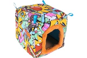 POPETPOP Bird Snuggle Hut Nest - Winter Warm Plush Birds Nest House Hanging Snuggle Hideaway Cave Bed Toy for Parrot Macaw African Greys Parakeet Bird Cage Accessories