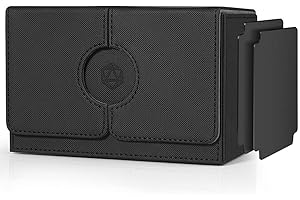 Pulchra Doble Deck Box para MTG Tarjeta, Magnetic Flip Box con 2 Divider & 1 Dice Tray - X-Tamaño Grande para 160+ Cartas - Dado Diseño (Negro, XL)