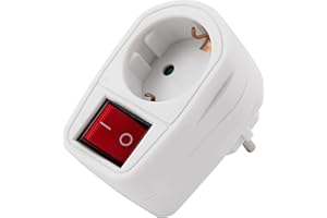 MC POWER 1300445 adapter gniazda wtykowego ze stykiem ochronnym, oddziela podłączone urządzenie całkowicie od sieci elektrycznej, 230 V/3500 W, 2-biegunowy przełącznik wł./wył