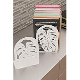 Risingmaber Dekoratif Beyaz Yaprak Desenli Metal Kitap Tutucu Kitap Desteği (İkili Set) MK14B