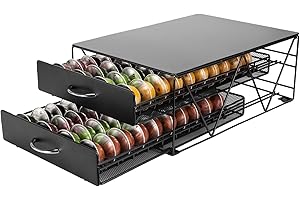 SYSYLY Porte Capsule pour 80 Vertuo Capsules, Support de Machine à Café avec 2 Tiroirs de Rangement Dosettes, Boite Range Dosettes Vertuo,Distributeur/Organisateur Capsules en Métal.
