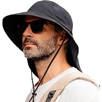 Sertay Chapeau Safari Gris - Casquette Randonnée Avec Protection Nuque UPF 50+ - Idéal Pêche Et Voyages