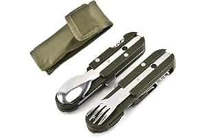 BEITESI Vaisselle de camping en acier inoxydable 5 en 1,Outils de camping en plein air,Vaisselle d'extérieur,Vaisselle pliante multifonctionnelleVaisselle de voyage（2 pièces）