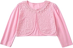 Yealoo Chaqueta Bolero Niña Encaje 3/4 Manga Larga Cuello Redondo para Fiesta Ceremonia 2-12 años