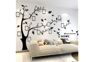 GUANGMU Arbre Sticker Muraux 3D Autocollants DIY Cadre de Photo Stickers Mural Arts Décorations pour Chambre, Salon, Chambr (Noir Droite,M: 150 * 210CM)