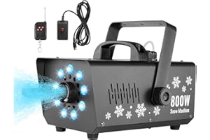 VEVOR Machine à Neige, 800 W, Machine à Flocons de Neige Artificielle Portative Suspendue Télécommandée avec Lumière LED, Réservoir 1 L, Haut Rendement, pour Fêtes de Noël, Effets de Scène de Mariage