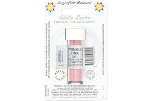 SUGARFLAIR COLOURS Sugarflair Twinkle Pink Edible Lustre Dust, Add a Lustrous Shine to Cakes or Decorations. Brush On or Add Rejuvenator to Create Eye-Catching Edible Paint, Gives Shine to Your Bakes - 2g