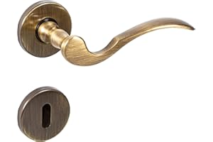 JUVA Poignee de Porte | Cuillère | épaisseur de porte 35-47 mm | 1 Kit Poignée | Laiton Antique Bruni | Porte de chambre Garniture de rosace Vintage Ferrure de porte | BB - Bouton color