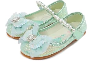 YOSICIL Chaussures plates Princesse Sandales à paillettes avec noeuds Enfants chaussures avec perles pour déguisement Halloween Jardin d'enfants cadeau Cosplay Carnaval Noël