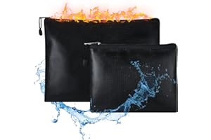 UBAYMAX Sacchetti anti fuoco e acqua (2 pezzi), borsa ignifuga per banconote, borsa impermeabile in silicone per documenti importanti, colore: nero