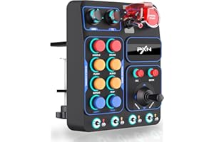 PXN CB1 Boîtier de Boutons - Panneau Latéral de Volant, Controller Auxiliaire ETS2 - Pour PC | +19 Boutons Assignables, RGB, USB | Button Box pour Simulateur de Camion, Course, Vol et Agricoles