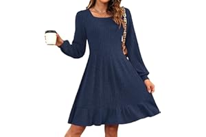 AUSELILY Winter Jumper Dress for Women UK Knitted Elegant Dress Autumn Long Sleeve Sweater High Waist Dresses