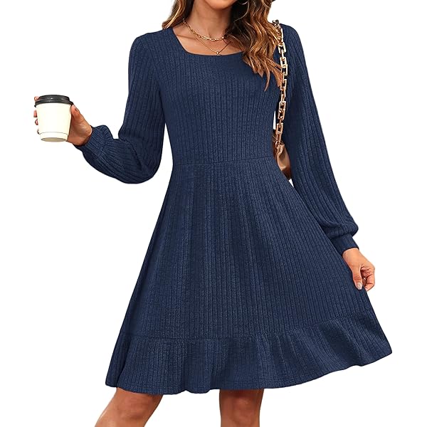 Casual Jurk Met Zakken Dames Trui-Jurk Met Lange Mouwen - Tuniek Met Zakken & Zij Knopen - Casual Pullover Voor Herfst/Winter Casual Pullover Met Zijknoppen